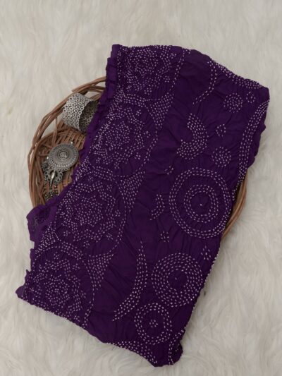 Purple Lotus Bandhani Saree – Traditional Hand-Tied Fabric