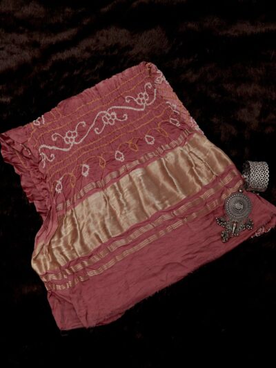 Gulabi Leher Dupatta | Handcrafted Bandhani Dupatta