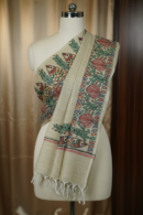 Fertile Waves Handpainted Khadi Dupatta | Traditional Madhubani Design