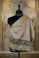 Song of the Birds Madhubani Dupatta | Handpainted Khadi Cotton Wrap