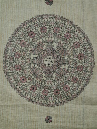 Circle of Life Handpainted Madhubani Khadi Cotton Dupatta