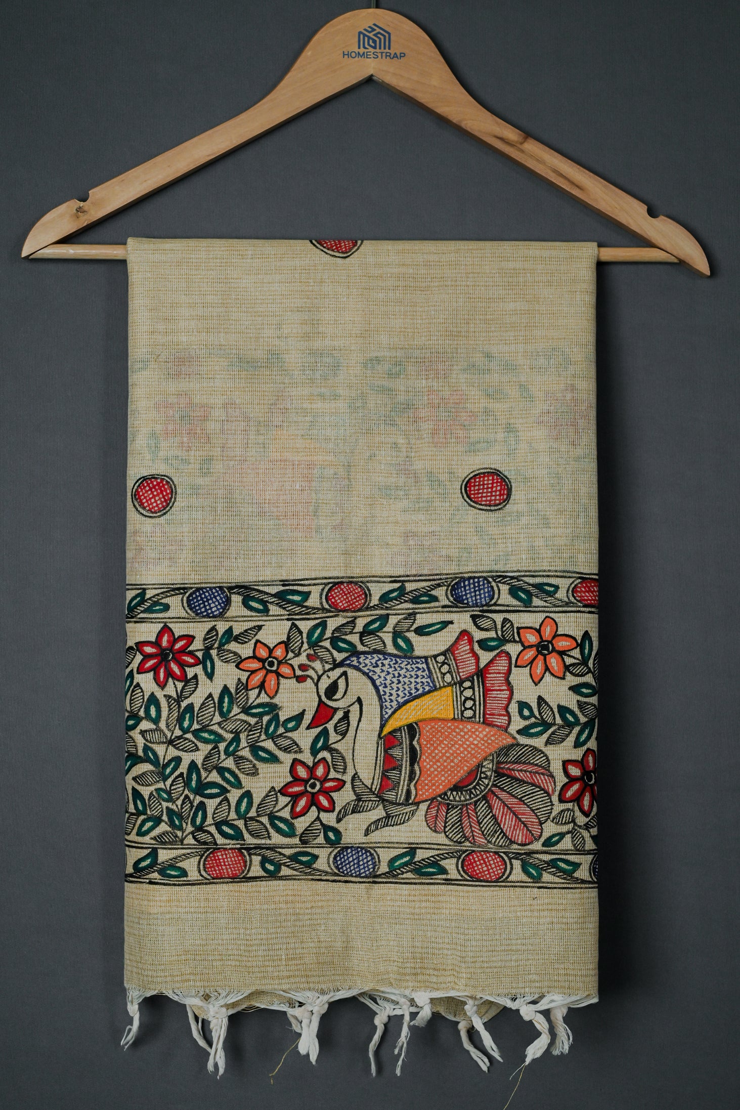 Garden Melody Handpainted Madhubani Dupatta | Khadi Cotton Ethnic Wear