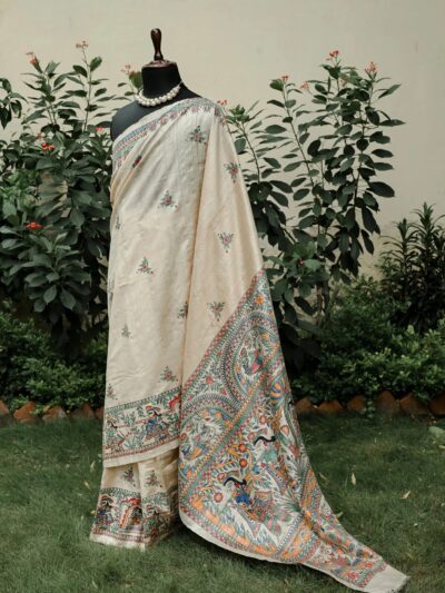 Eternal Vows Mithila Wedding Saree | Handpainted Madhubani Bridal Wear