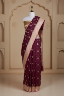 Mehroon Raag Saree | Handwoven Banarasi Silk Saree