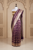 Baingani Saaz Saree | Handwoven Banarasi Silk Saree