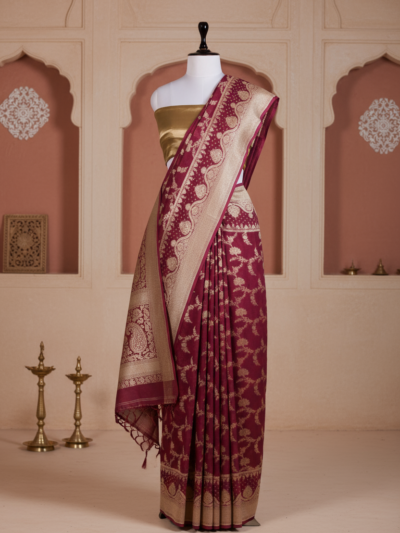 Angoori Shaam Saree | Handwoven Banarasi Silk Saree
