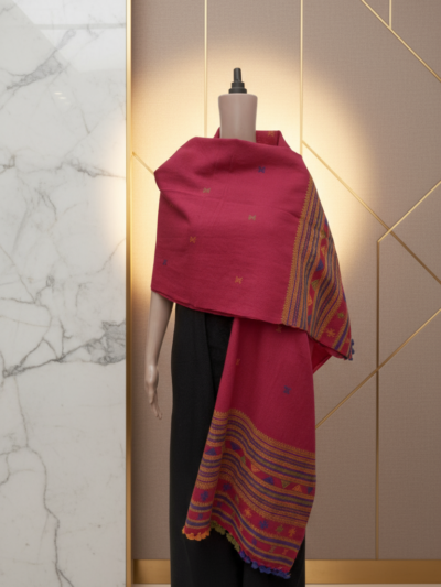 Magenta Festive | Wool Handwoven Kutch Shawl