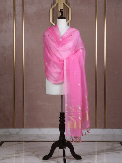 Gulabi Rangrez Dupatta | Handwoven Banarasi Silk Dupatta