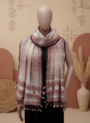 Almati Twilight | Ivory Maroon Handwoven Kutch Stall