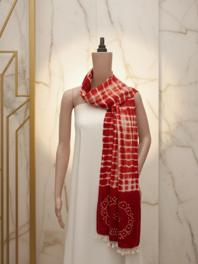 Crimson Dots | Shibori Wool Handwoven Stall