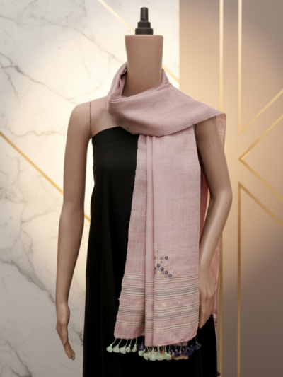 Misty Bloom | Wool Mirrorwork Handcrafted Kutch Stall