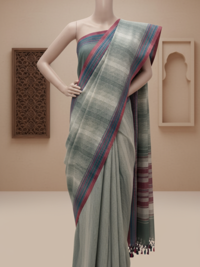Threads of Rainbow | Pagdi Stripe Kutch Saree