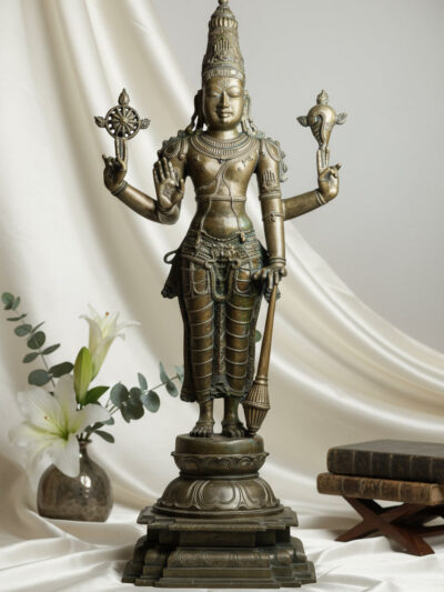 Chaturbhuj Vishnu (The cosmic protector with four arms) - Panchdhatu sculpture