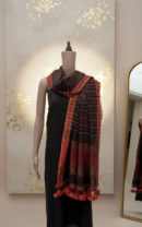 Ember Glow Pagdi Zari Dupatta | Handwoven Kutch Weaving