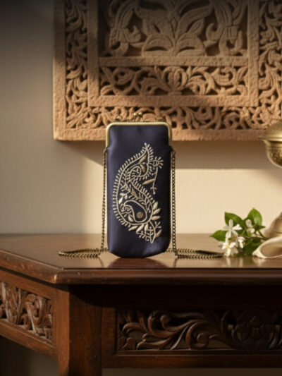 Ain by Almas – Premium Tussar Silk Chikankari Mobile Sling